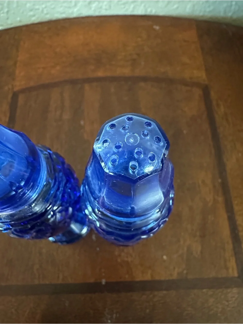 Vintage Avon Cobalt Blue Diamond-Texture Glass Shakers